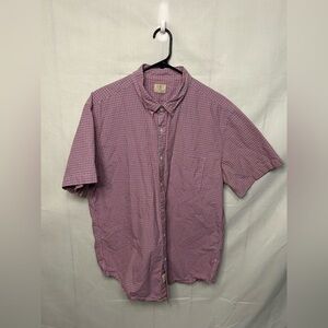 J.Crew Men’s XL 2-Ply Cotton Button Down Shirt Red Blue Check Short Sleeve